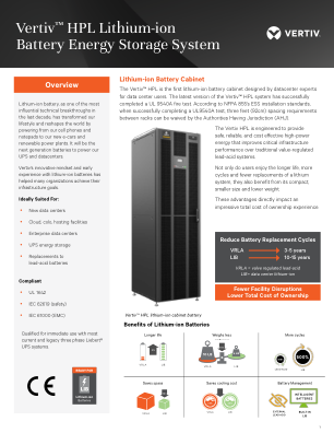 Vertiv™ HPL 锂离子电池储能系统